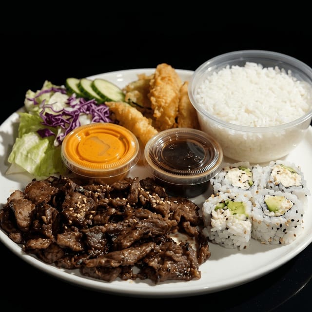 107. Beef Teriyaki Dinner Bento.