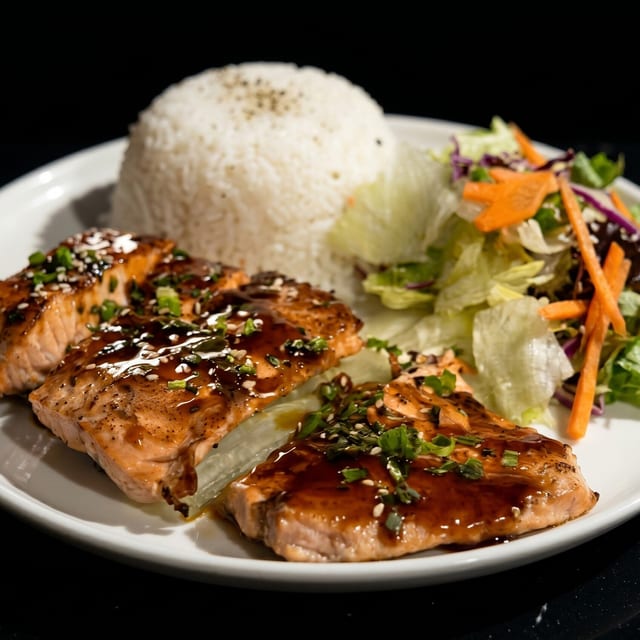127. BBQ Salmon Teriyaki Plate.