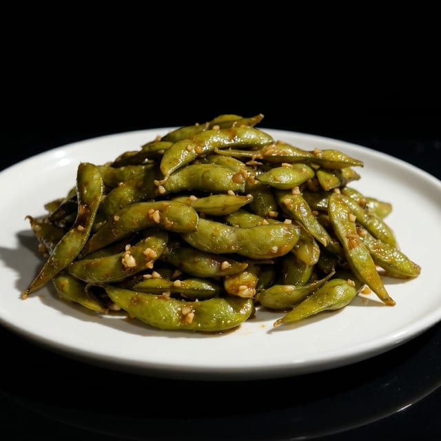 Spicy Garlic Edamame.